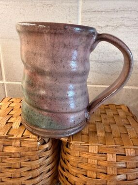 Handmade Stoneware Mug in Mottled Gray-Green Artist Signed